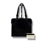 Prada Purse Top Handle Handbag Leather Black Nero