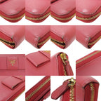 Prada Long Wallet Saffiano Pink Peonia Gold Hardware Round Zipper Ribbon — view 8