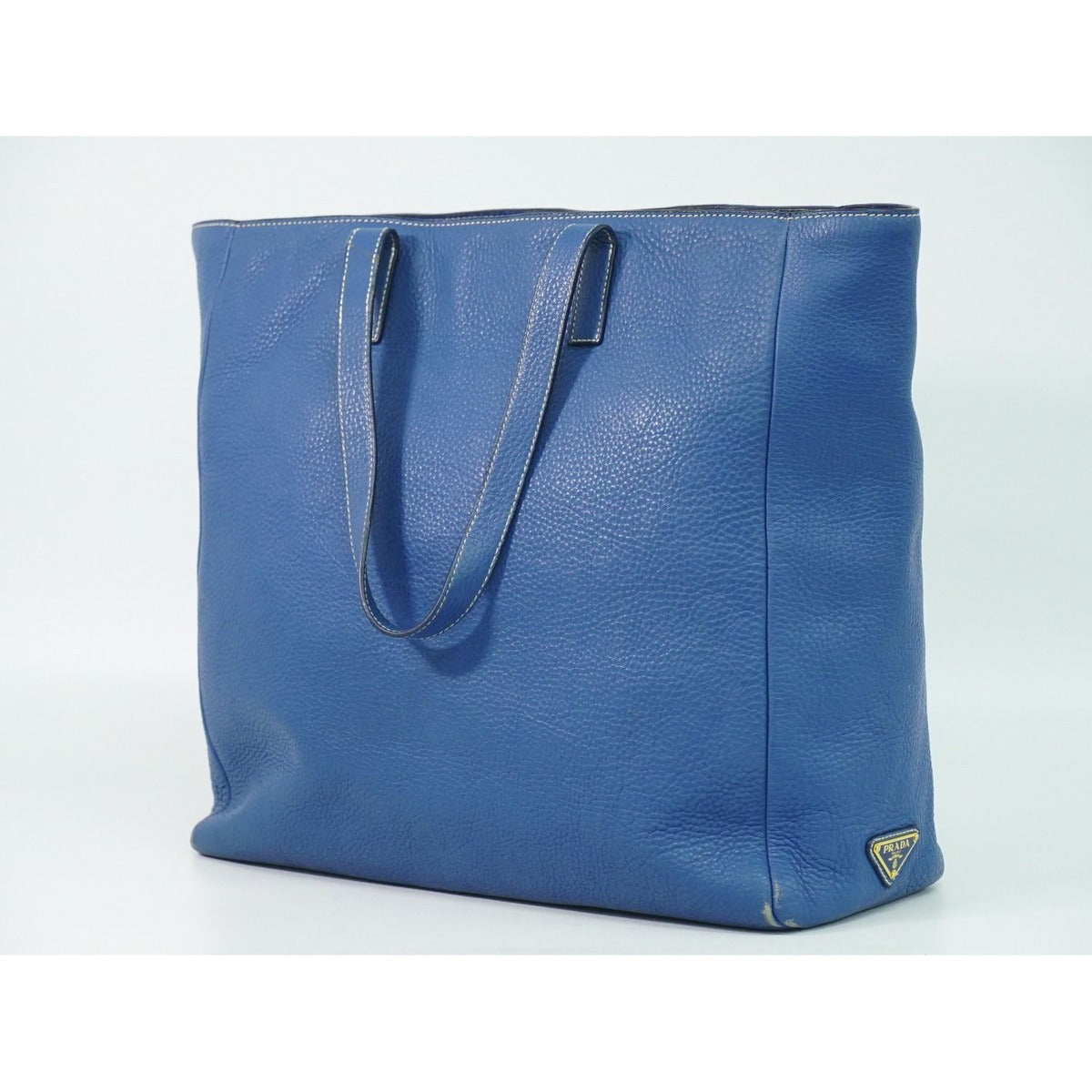 Prada Leather Shoulder Bag Tote Blue — view 2