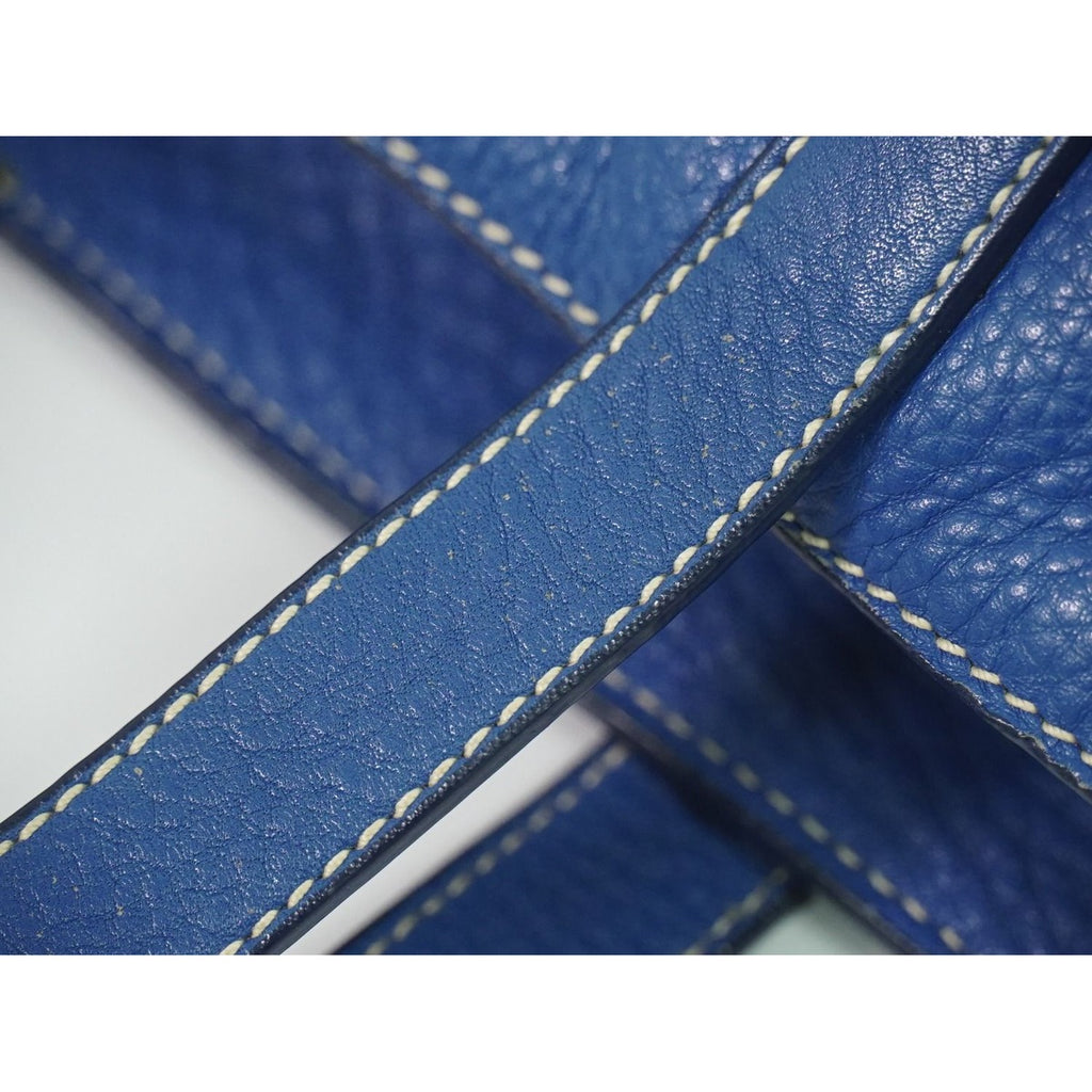Prada Leather Shoulder Bag Tote Blue — view 7