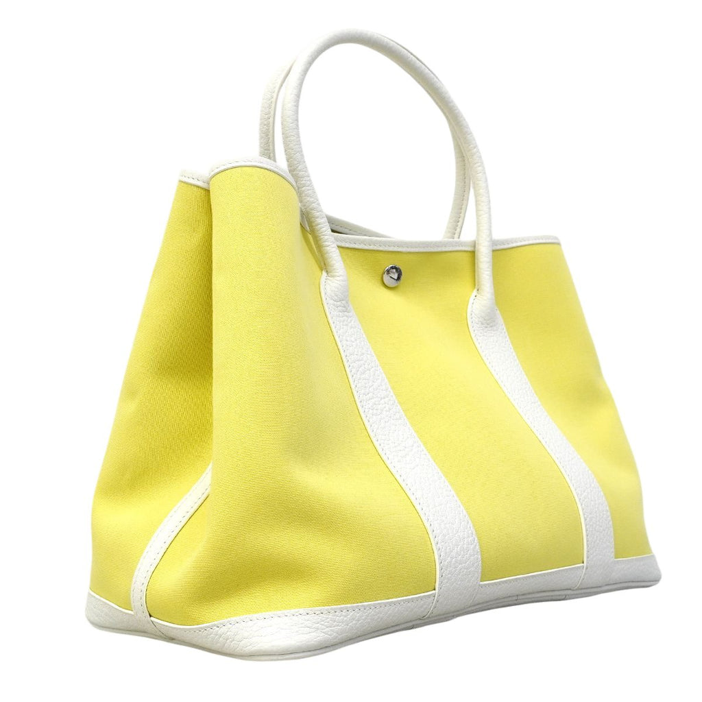 Hermes Tote Garden Party PM Toile Officier Yellow White Silver — view 2