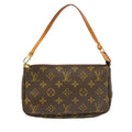 Louis Vuitton Pochette Monogram Leather Brown Handbag Gold