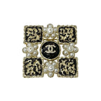 Chanel Brooch Corsage Gold Black Coco Mark Rhinestone — view 2
