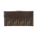 Fendi Zucca Pattern Bifold Wallet Canvas Leather Brown