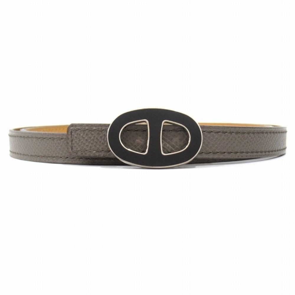 Hermes Chaine D'ancre 13 mm Reversible Belt Veau Epsom 75 cm Ocher Etain