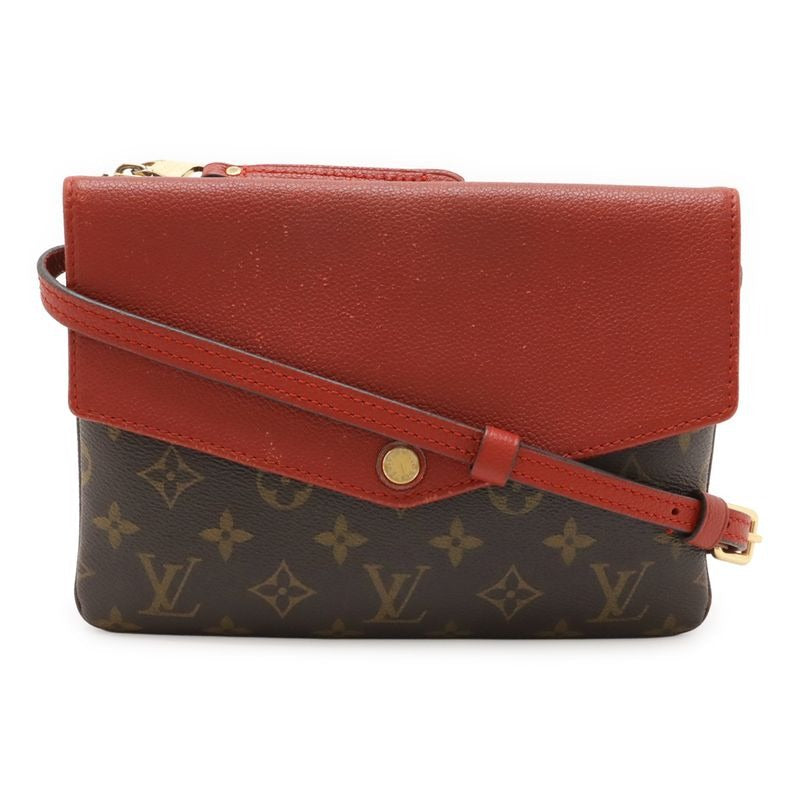 Louis Vuitton Monogram Twice Shoulder Bag Pochette Crossbody Threes Red — view 2