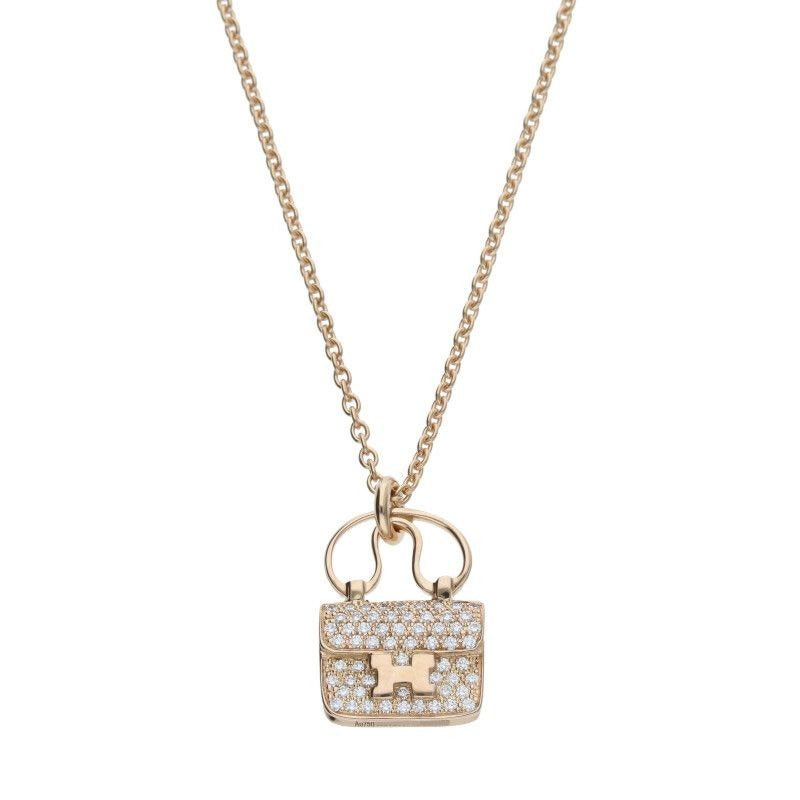 Hermes Amulet Constance 18K Pink Gold Diamond Necklace — view 2