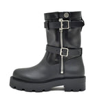Dior D-major Short Boots Logo Size 37 Black Leather Zip Up