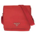 Prada Tessuto Red Silver Nylon Shoulder Bag Pochette