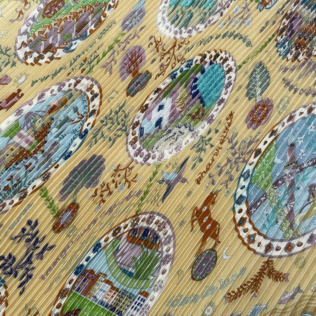 Hermes Scarf Pleated Silk les Quatre Saisons Four Seasons Yellow — view 6