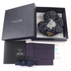 Prada Triangle Logo Plate Tessuto Dot Pattern Scrunchie Hair — view 2