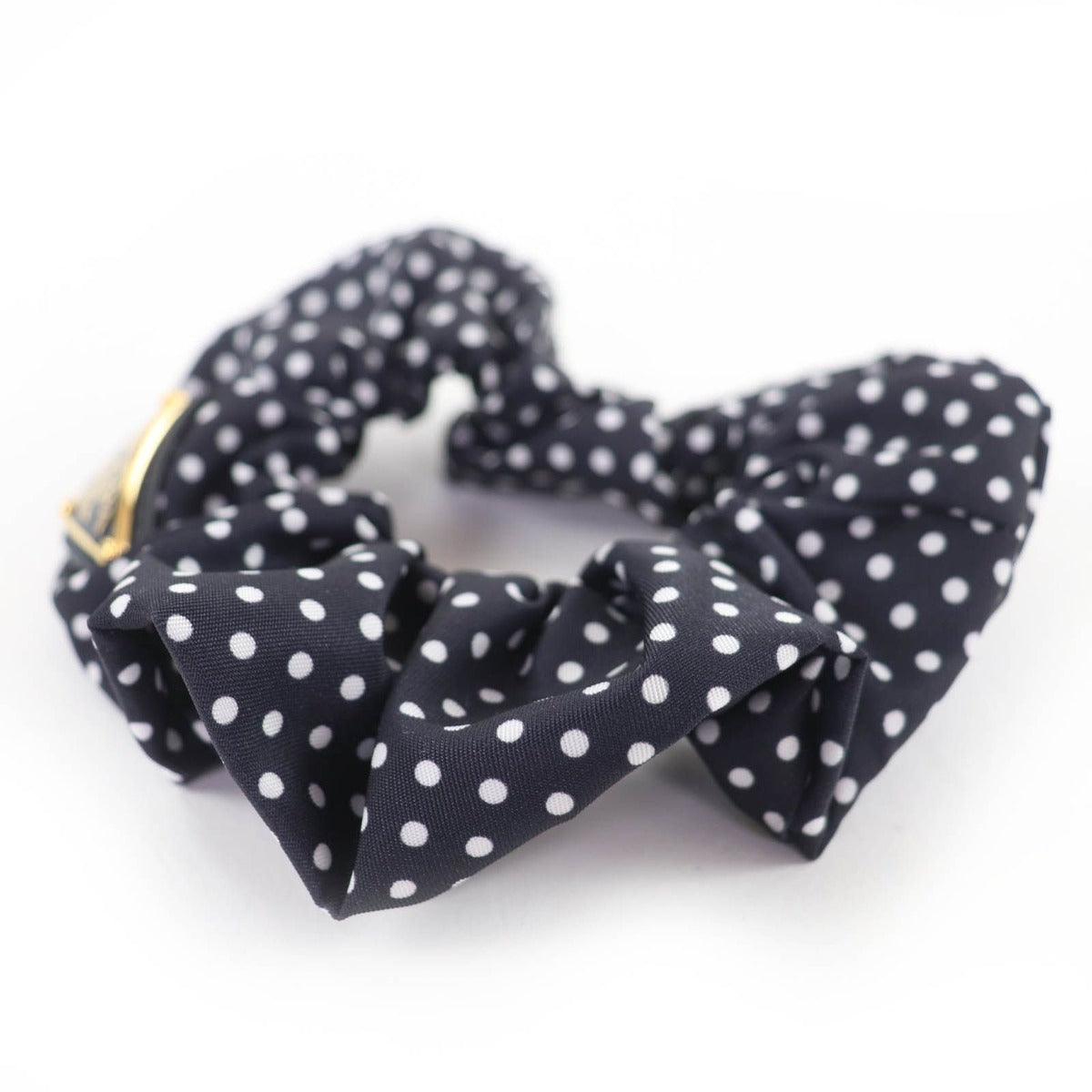 Prada Triangle Logo Plate Tessuto Dot Pattern Scrunchie Hair — view 3