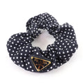 Prada Triangle Logo Plate Tessuto Dot Pattern Scrunchie Hair