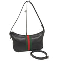 Gucci Lunetta Small Cross Sherry Line Leather Black Shoulder Bag