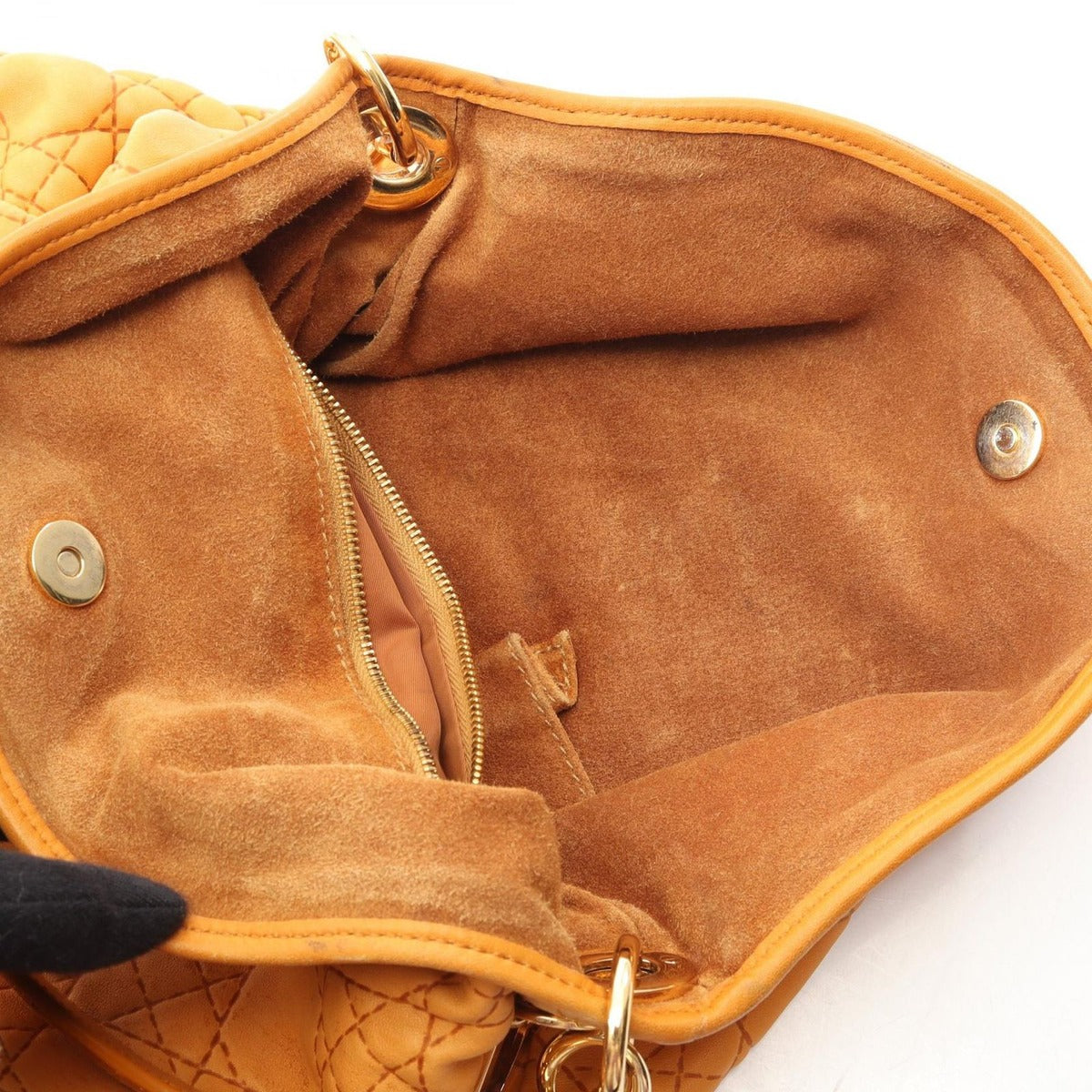 Dior Shoulder Bag Cannage Orange Leather — view 5