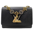 Louis Vuitton Twist MM Epi Noir Black Handbag with Strap Box and Storage