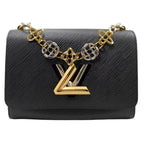 Louis Vuitton Twist MM Epi Noir Black Handbag with Strap Box and Storage