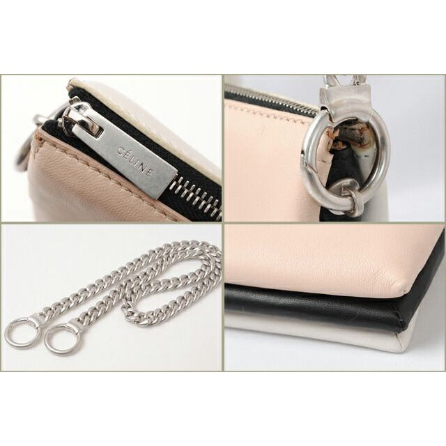 Celine Shoulder Bag Clutch qrb Lambskin Fresh Natural Black — view 3