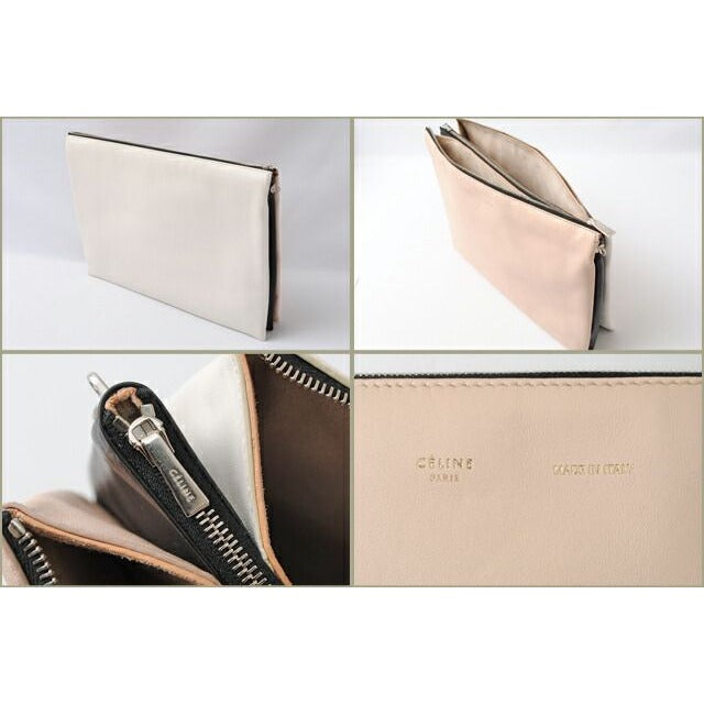 Celine Shoulder Bag Clutch qrb Lambskin Fresh Natural Black — view 5