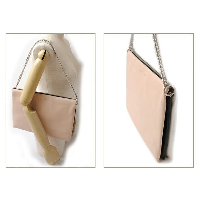 Celine Shoulder Bag Clutch qrb Lambskin Fresh Natural Black — view 6