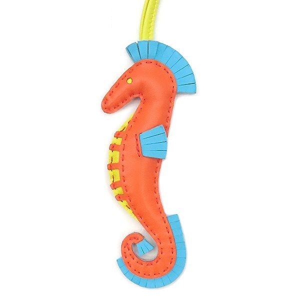 Hermes Bag Charm Ipo Agneau Milo Orange Poppy Blue Aztik Lime Seahorse