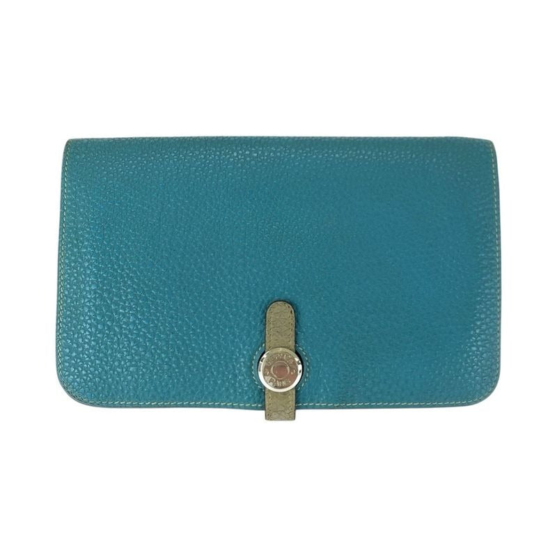 Hermes Dogon GM Blue Gene Silver Hardware Togo Long Wallet