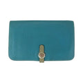 Hermes Dogon GM Blue Gene Silver Hardware Togo Long Wallet