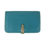 Hermes Dogon GM Blue Gene Silver Hardware Togo Long Wallet