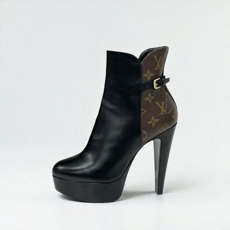 Louis Vuitton Afterglow Line Monogram Boots Short Shoes Leather Black — view 3