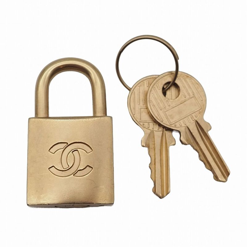 Chanel Coco Logo Padlock Cadenna Key Clochette with Case Charm Calf Leather GP — view 3