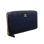Chanel Wallet Quilted Caviar Leather Black Champagne Gold — view 2