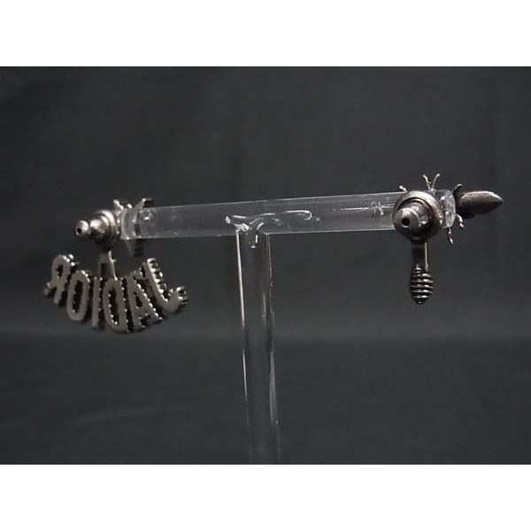 Dior Earrings Black Metal Rhinestone Bee Star — view 2
