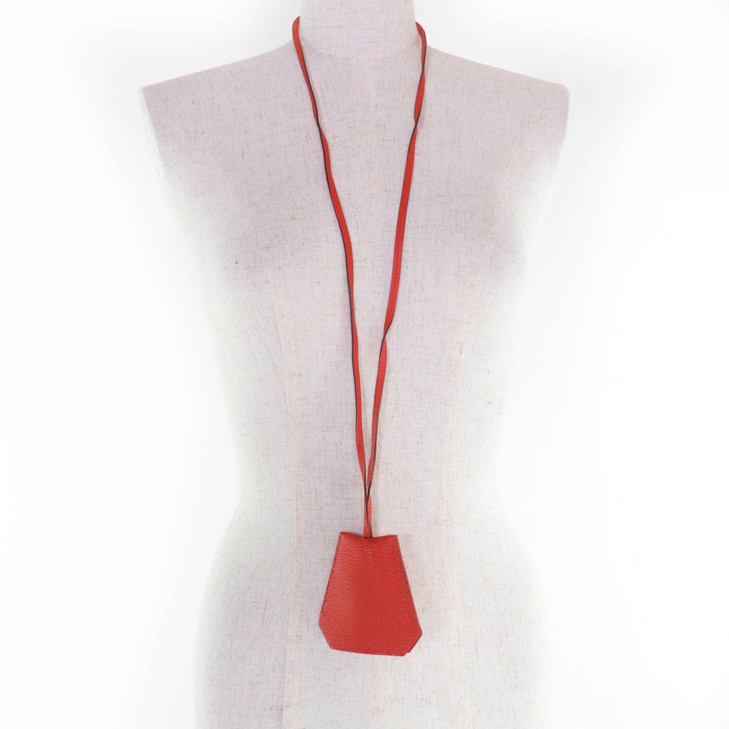 Hermes Clochette Necklace Chevre Capucines Silver — view 6