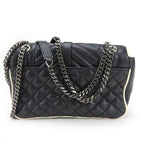 Saint Laurent Shoulder Bag Satchel Envelope Leather Black Ivory Silver Hardware — view 3