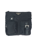 Prada Tessuto Black Silver Nylon Leather Belt Bag