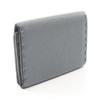 Fendi Card Case Selleria Blue Gray Leather Business Holder — view 2