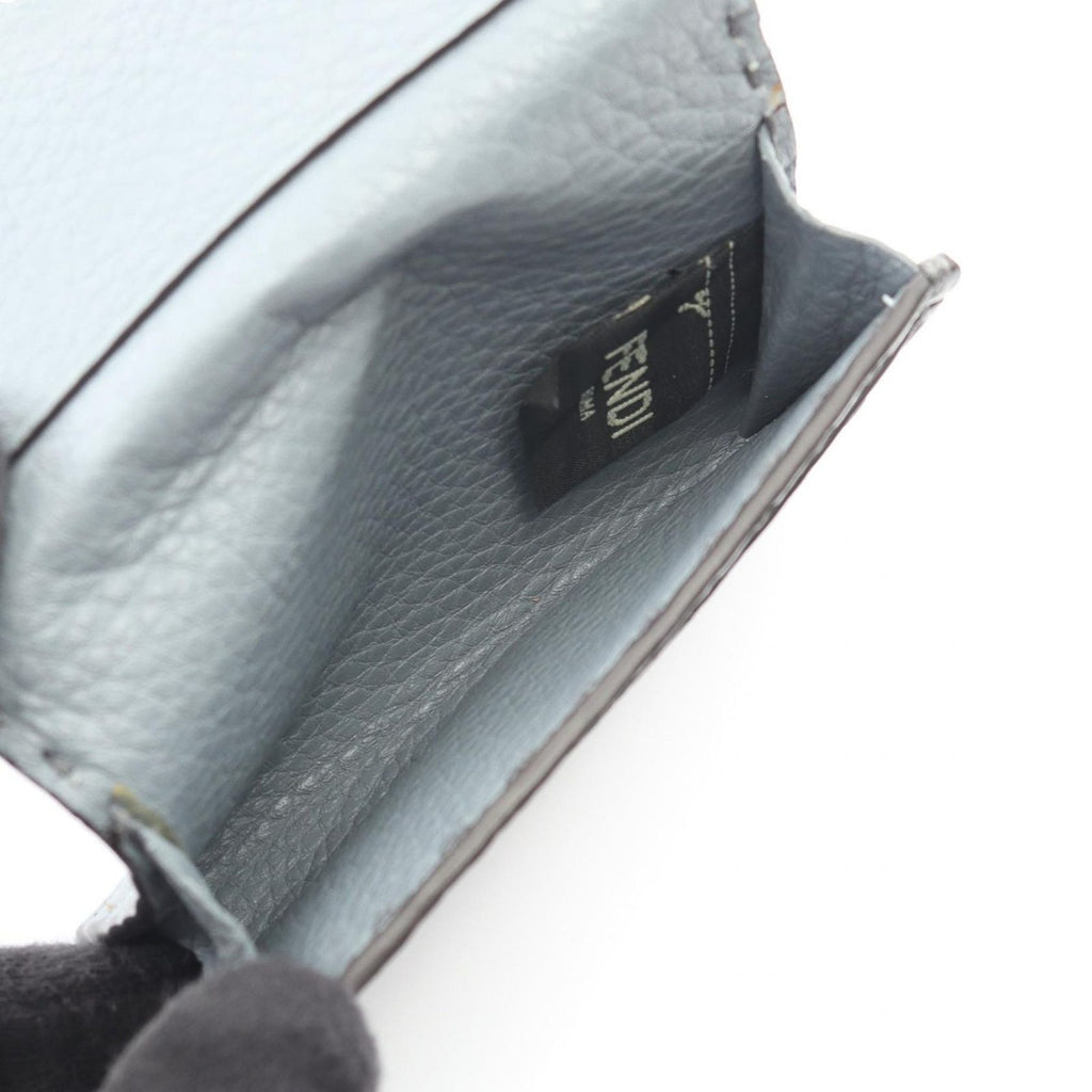 Fendi Card Case Selleria Blue Gray Leather Business Holder — view 4