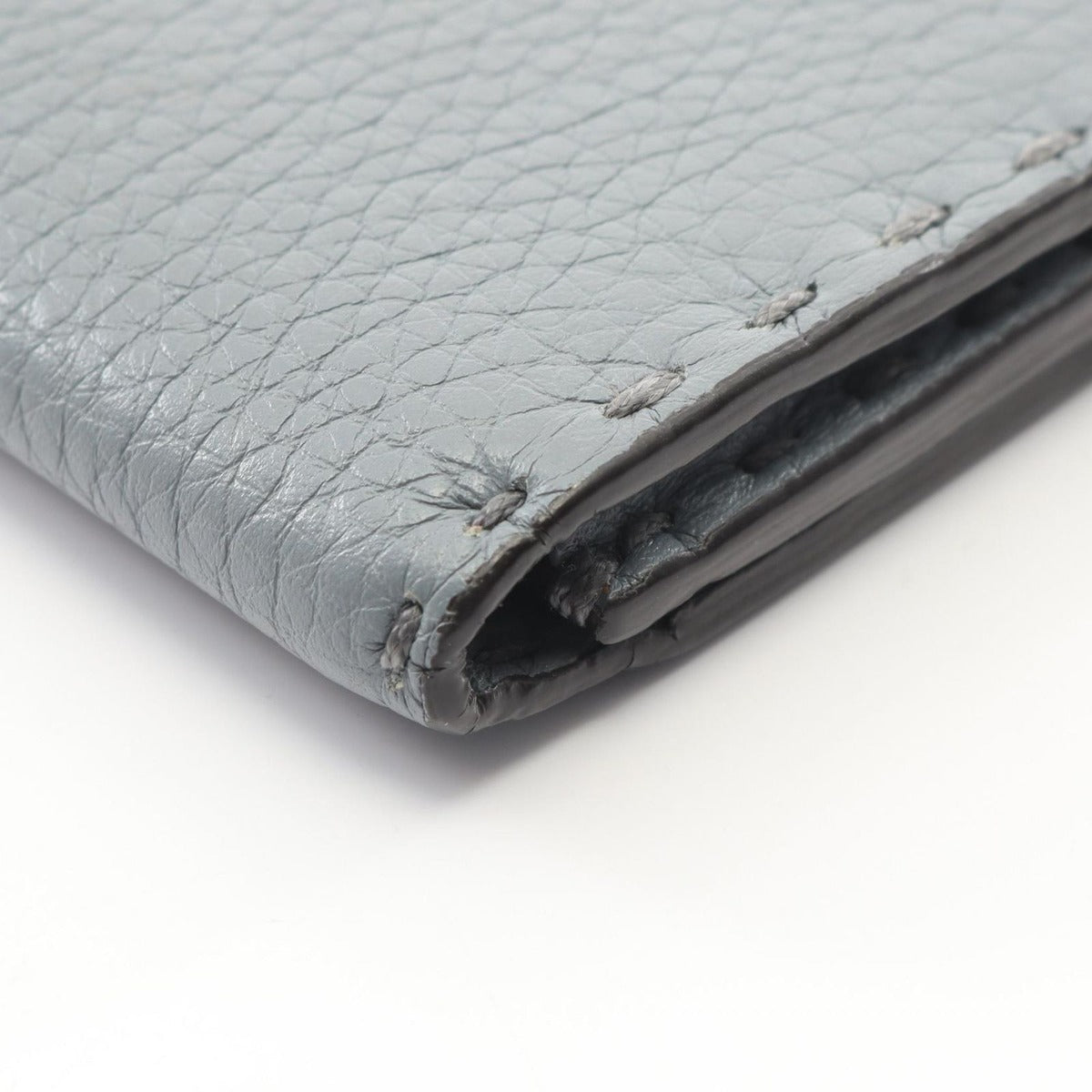 Fendi Card Case Selleria Blue Gray Leather Business Holder — view 8