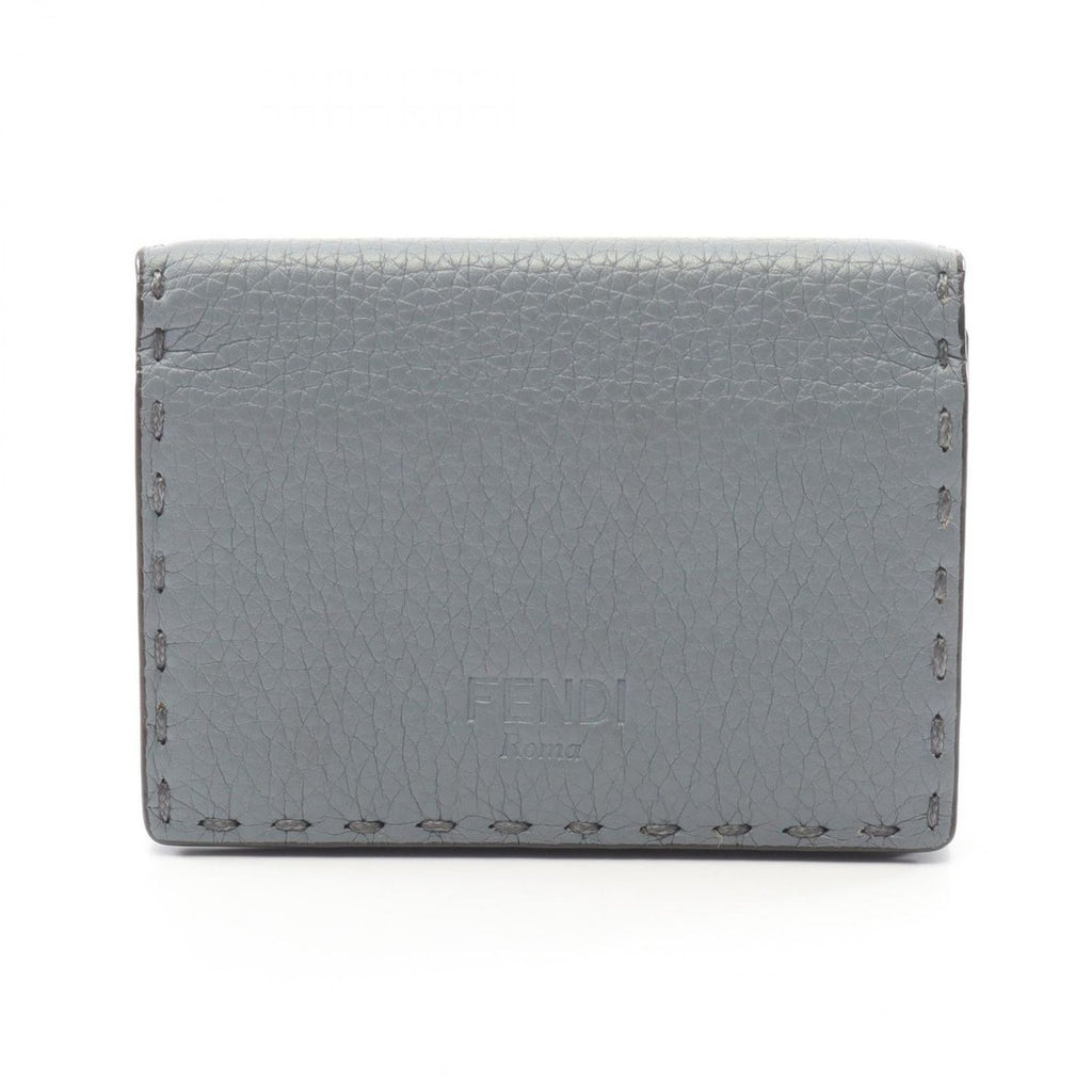 Fendi Card Case Selleria Blue Gray Leather Business Holder
