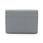 Fendi Card Case Selleria Blue Gray Leather Business Holder