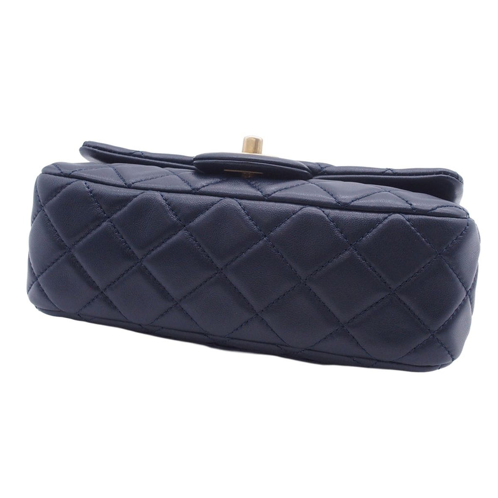 Chanel Chain Shoulder Bag Mini Quilted 20 Coco Ball Navy Gold Lambskin — view 3