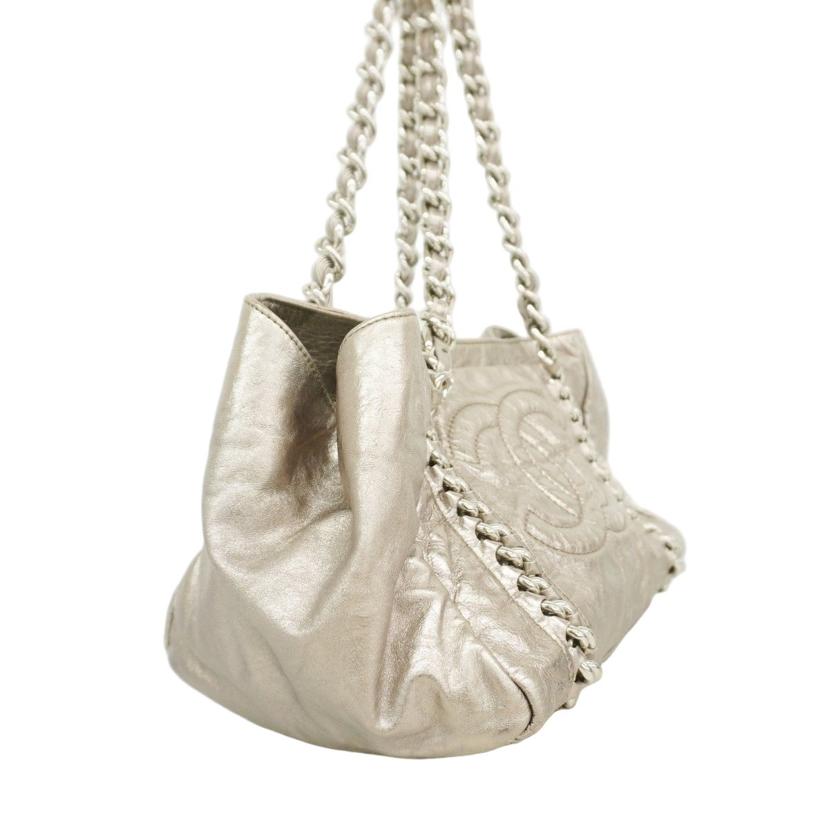 Chanel Chain Tote Line Leather Silver — view 2