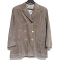 Gucci Vintage Logo Button Double Breasted Suede Leather Jacket 48 Beige