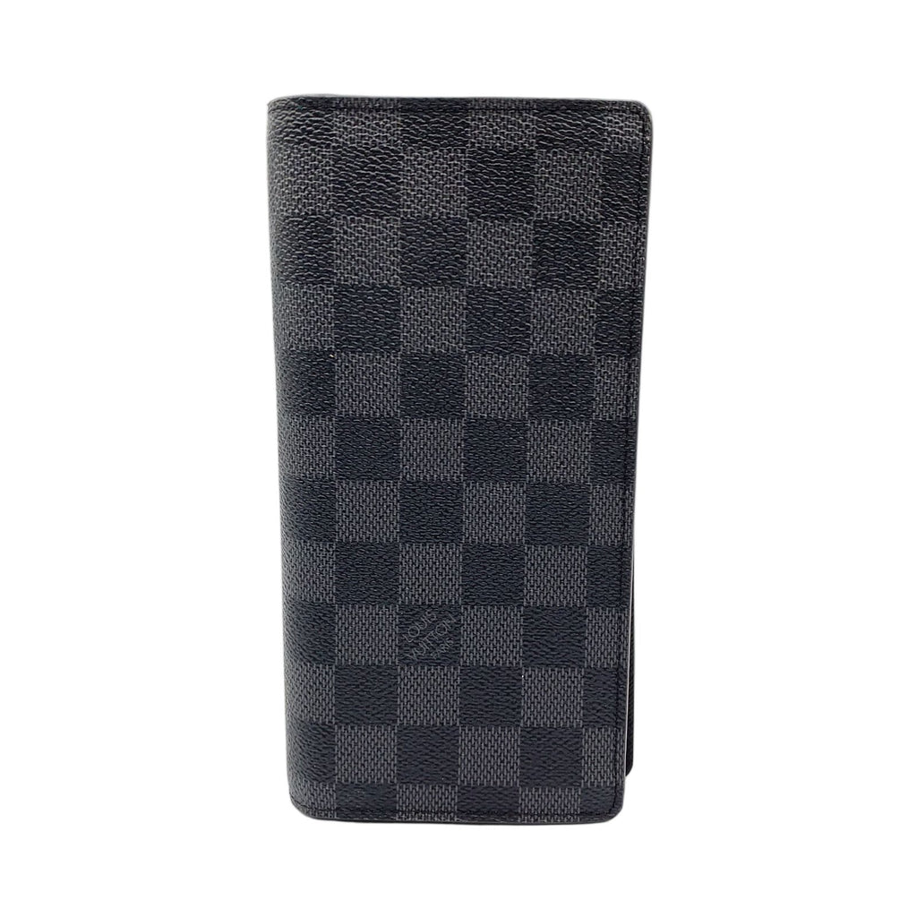 Louis Vuitton Portefeuille Brazza Taiga Initial Leather Black Bifold Wallet
