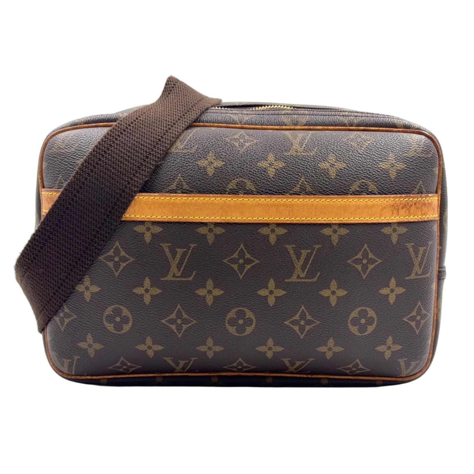 Louis Vuitton Reporter PM Monogram Leather Brown Light Shoulder Bag Gold