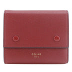 Celine Small Folded Multi Function Leather Red Trifold Wallet