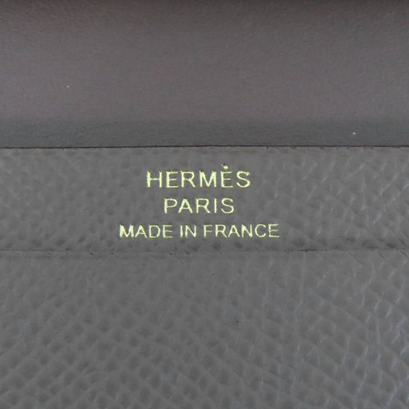 Hermes Bearn Mini Etoupe Vaux Epson Gold Hardware H Logo Wallet — view 9