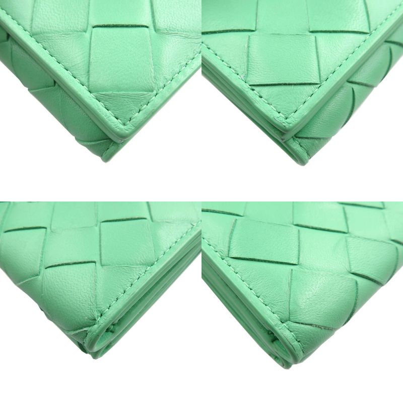 Bottega Veneta Intrecciato Compact Wallet Calf Silver Hardware Green Trifold — view 8