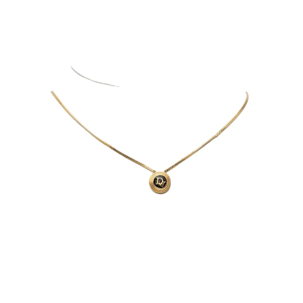 Dior Logo Pendant Gold Black