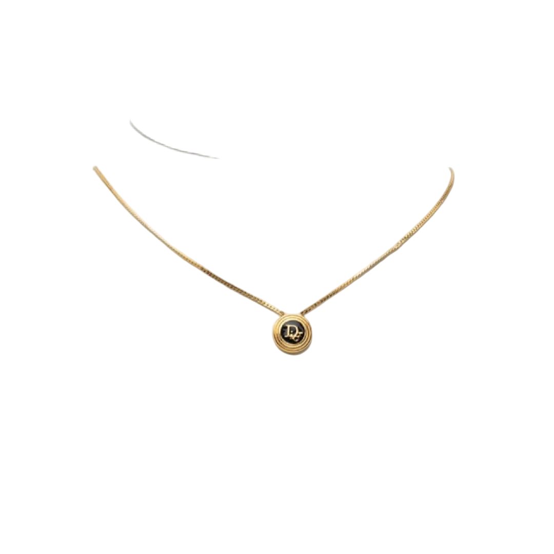 Dior Logo Pendant Gold Black
